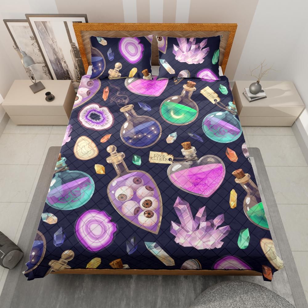 Potions and crystals Witchy Quilt Bedding Set-MoonChildWorld