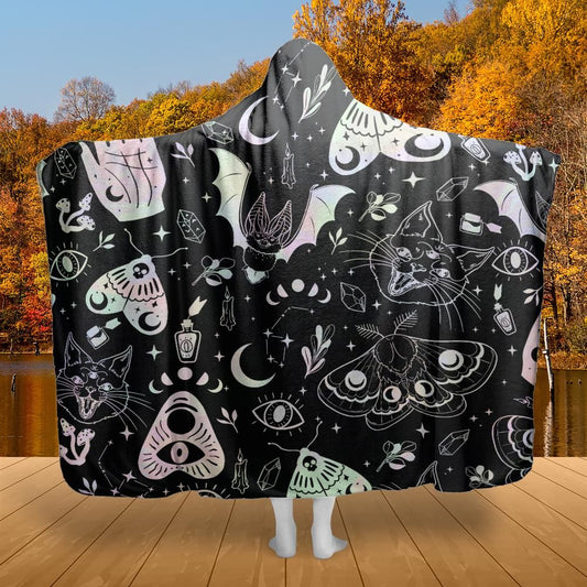 Witch Pattern Hooded Blanket Witchy Hooded Blanket-MoonChildWorld