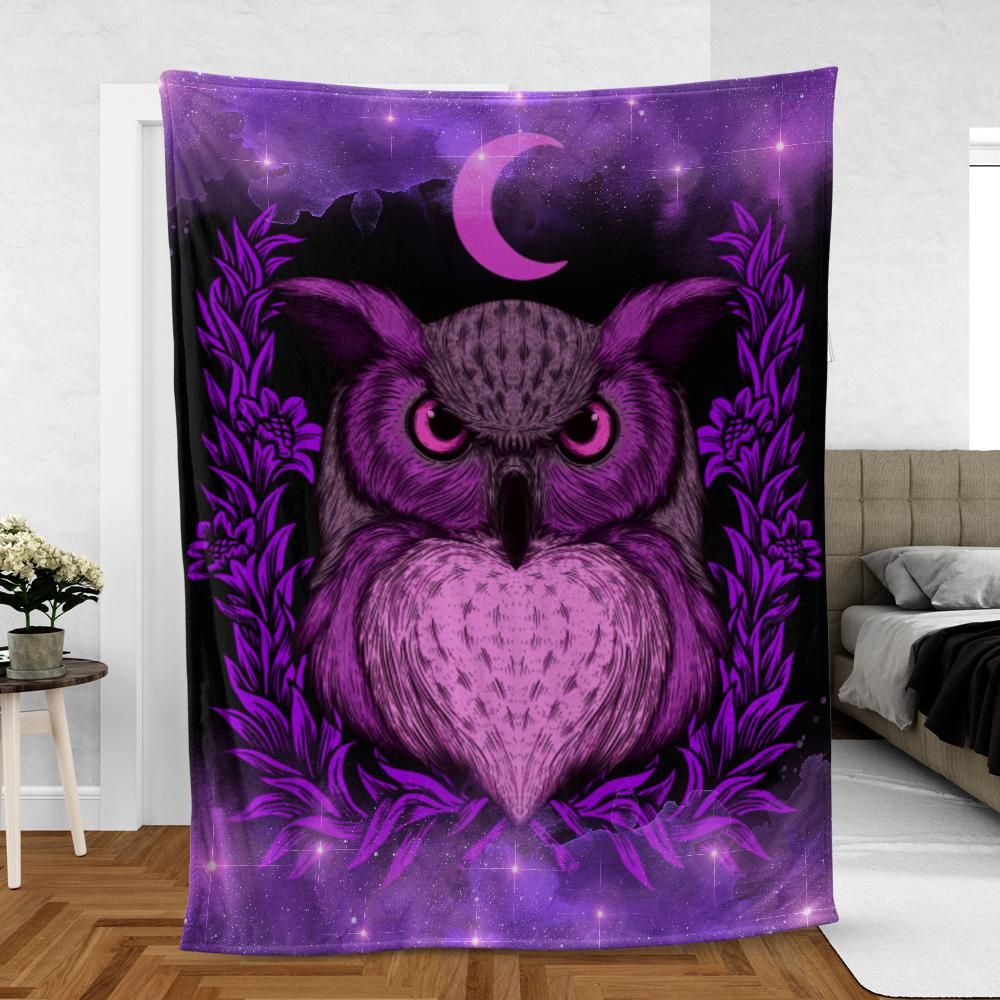 Owl moon blanket Wicca Fleece Blanket-MoonChildWorld